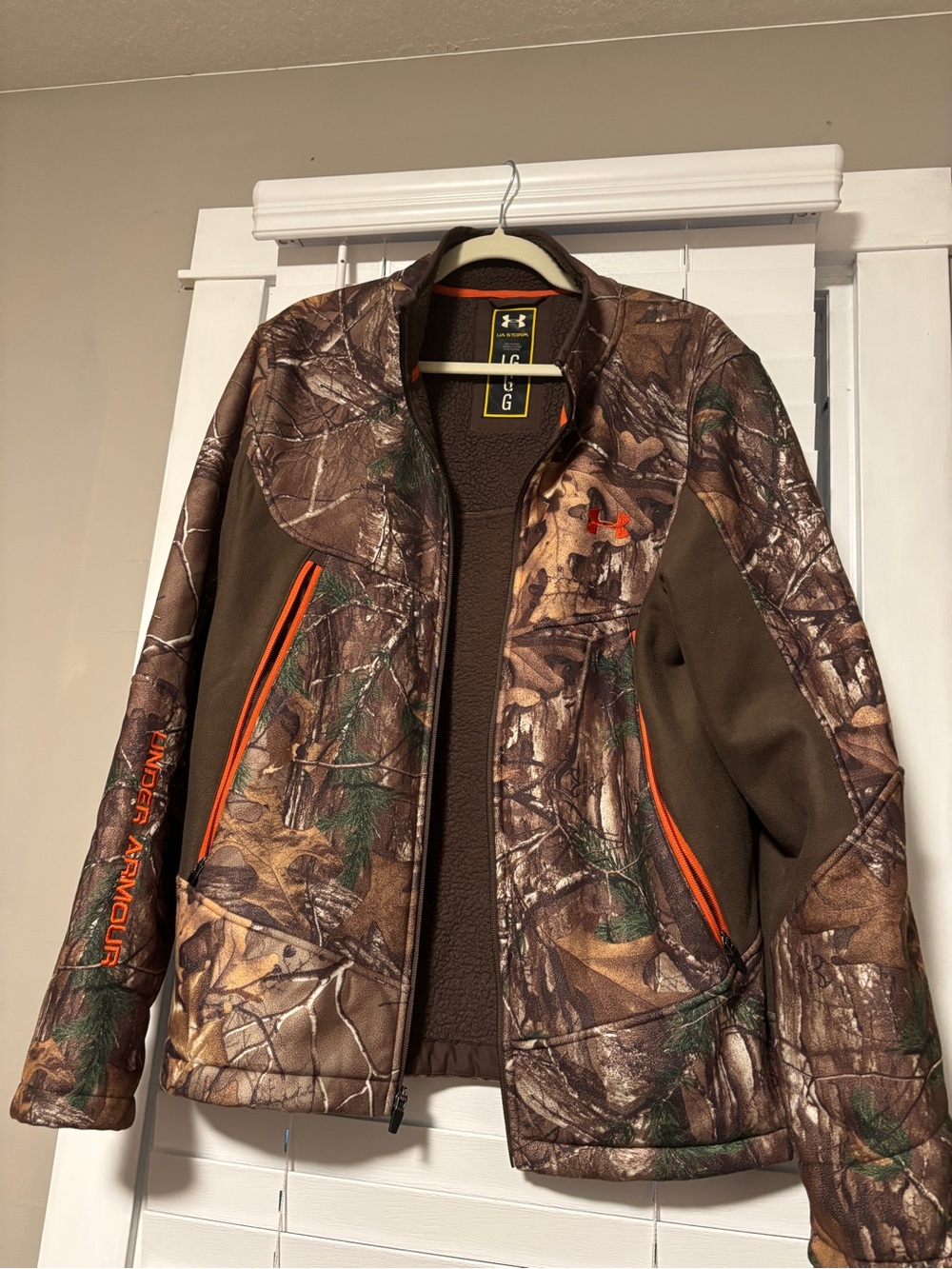 Storm Men's Brown Camouflage Performance Jacket with Orange Accents